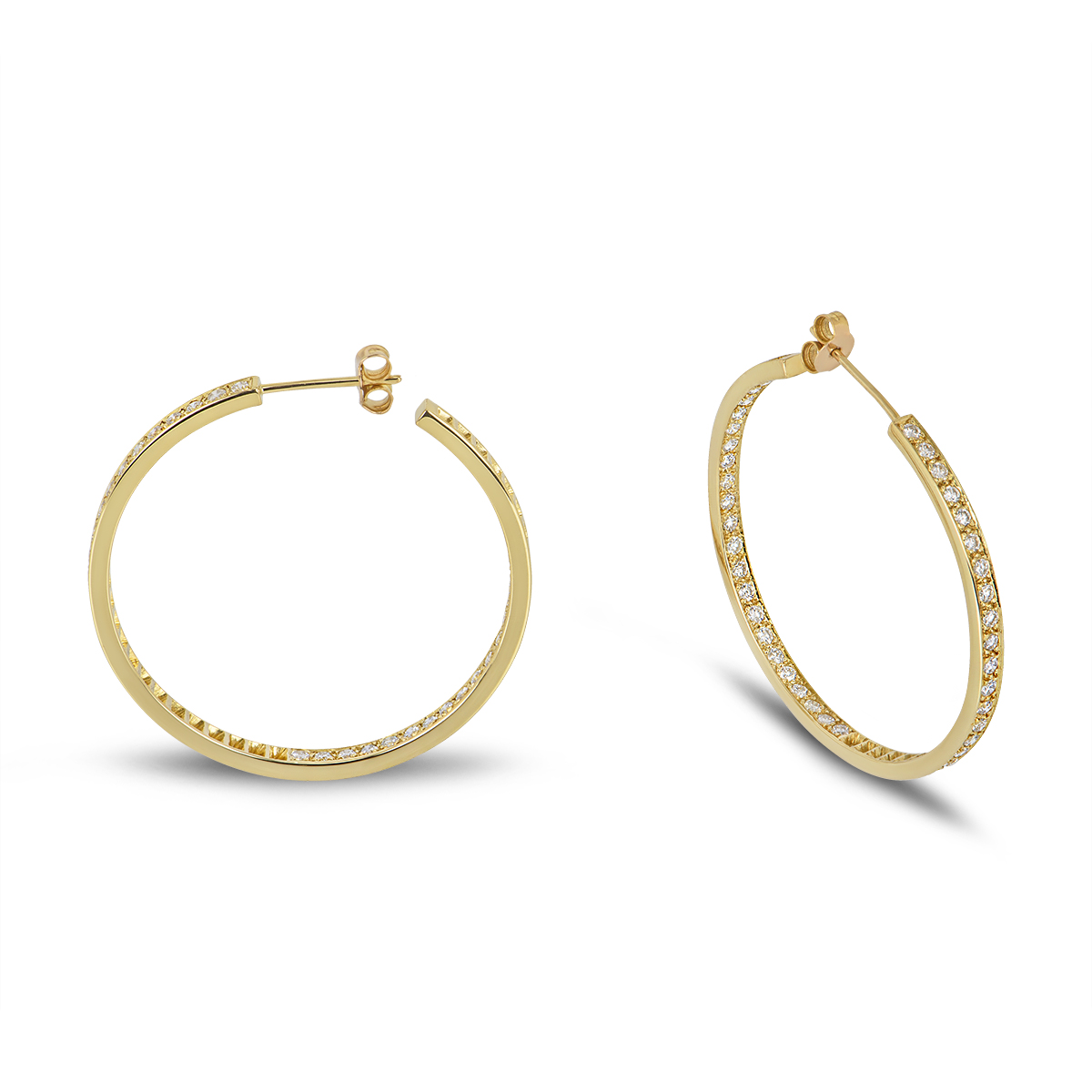 Yellow Gold Diamond Hoop Earrings 2.35ct TDW